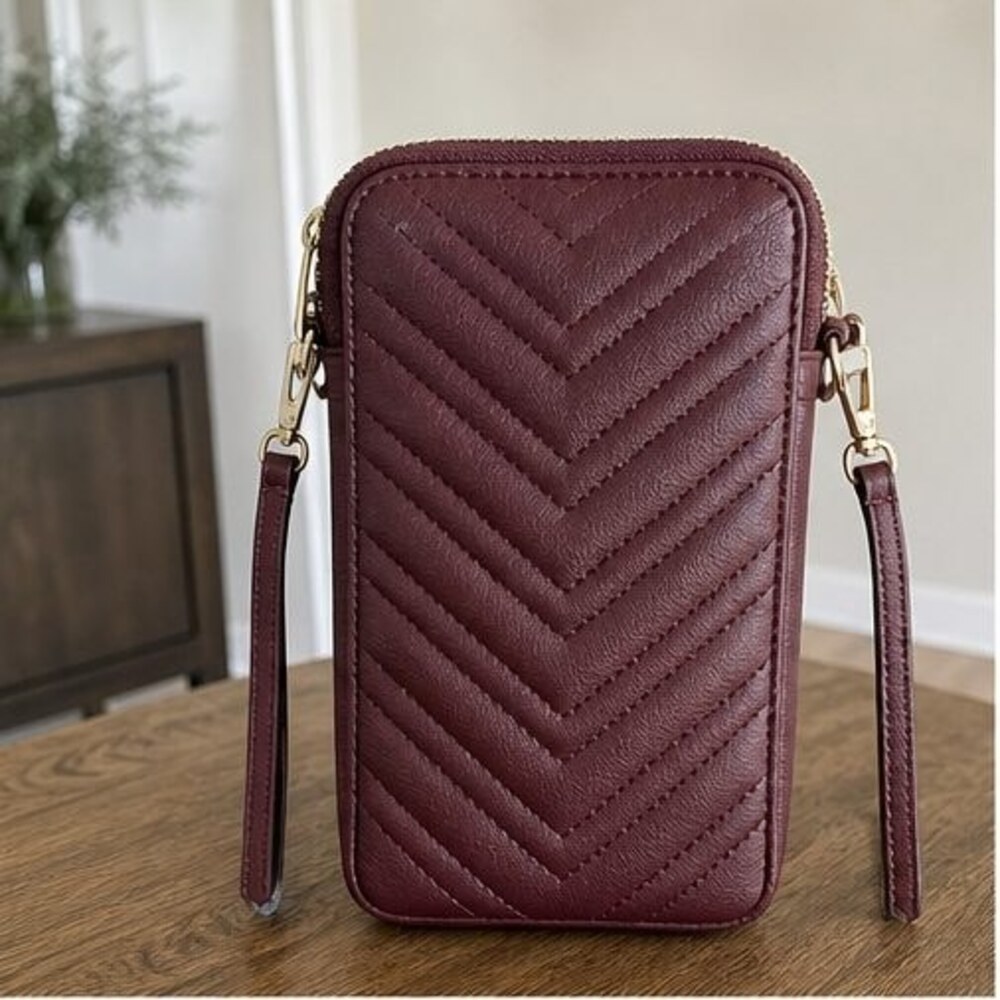 Burgundy Quilted Crossbody Bag